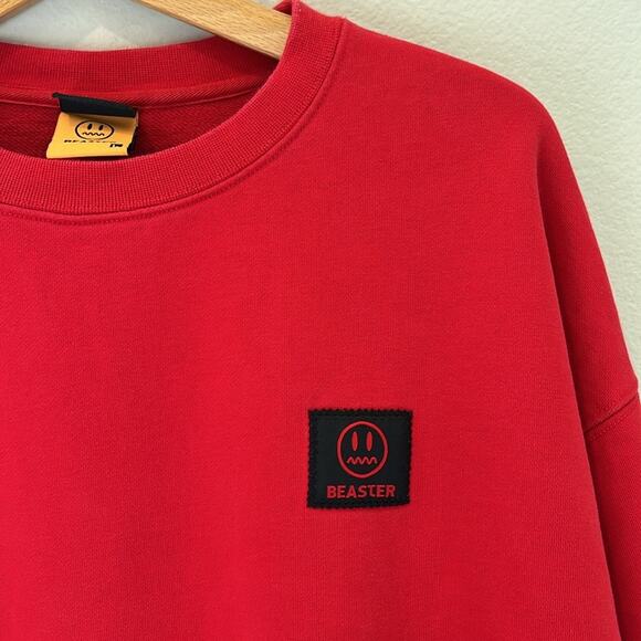Beaster Red Crewneck Patch Sweatshirt | Size Large - Picture 3 of 6